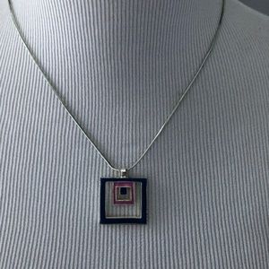 Blue pink and silver necklace